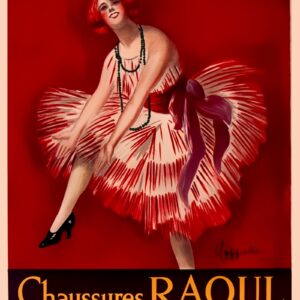 Vintage French fashion poster, shoes, Chaussures affiche