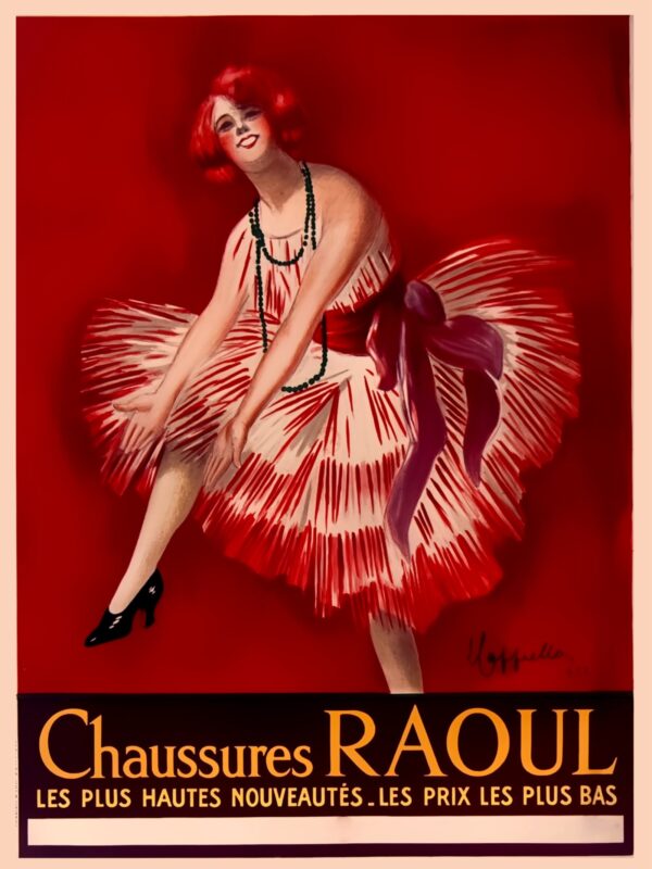 Vintage French fashion poster, shoes, Chaussures affiche