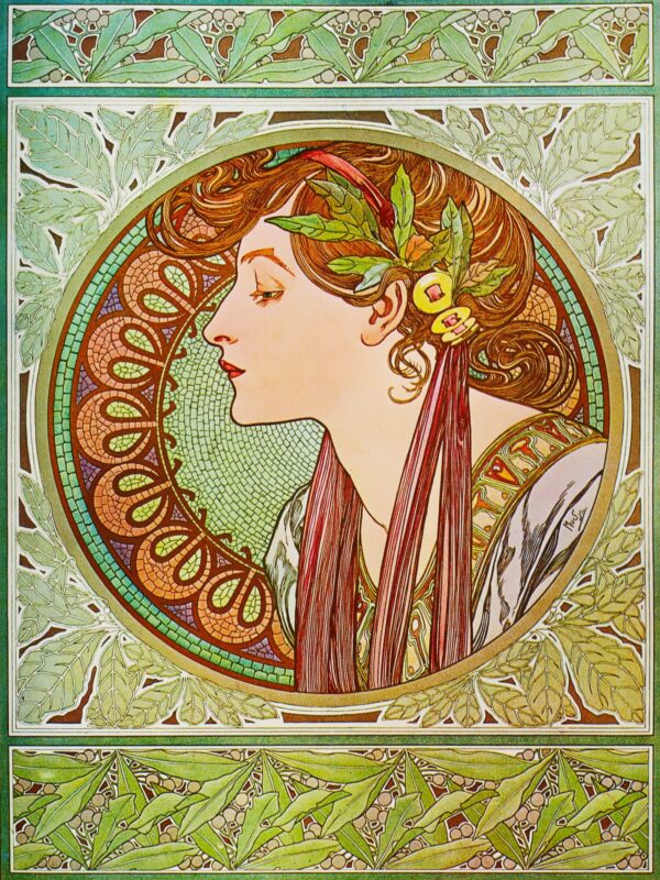 Mucha Le Laurier Poster, Alphonse Mucha The Laurel Vintage Poster Print, The Laurel Art Nouveau Wall Art