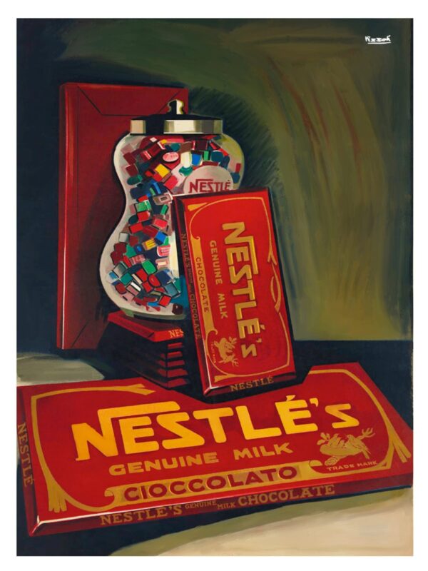 Chocolate Poster, Vintage Nestle Chocolate Print, Vintage Food And Drink Ad