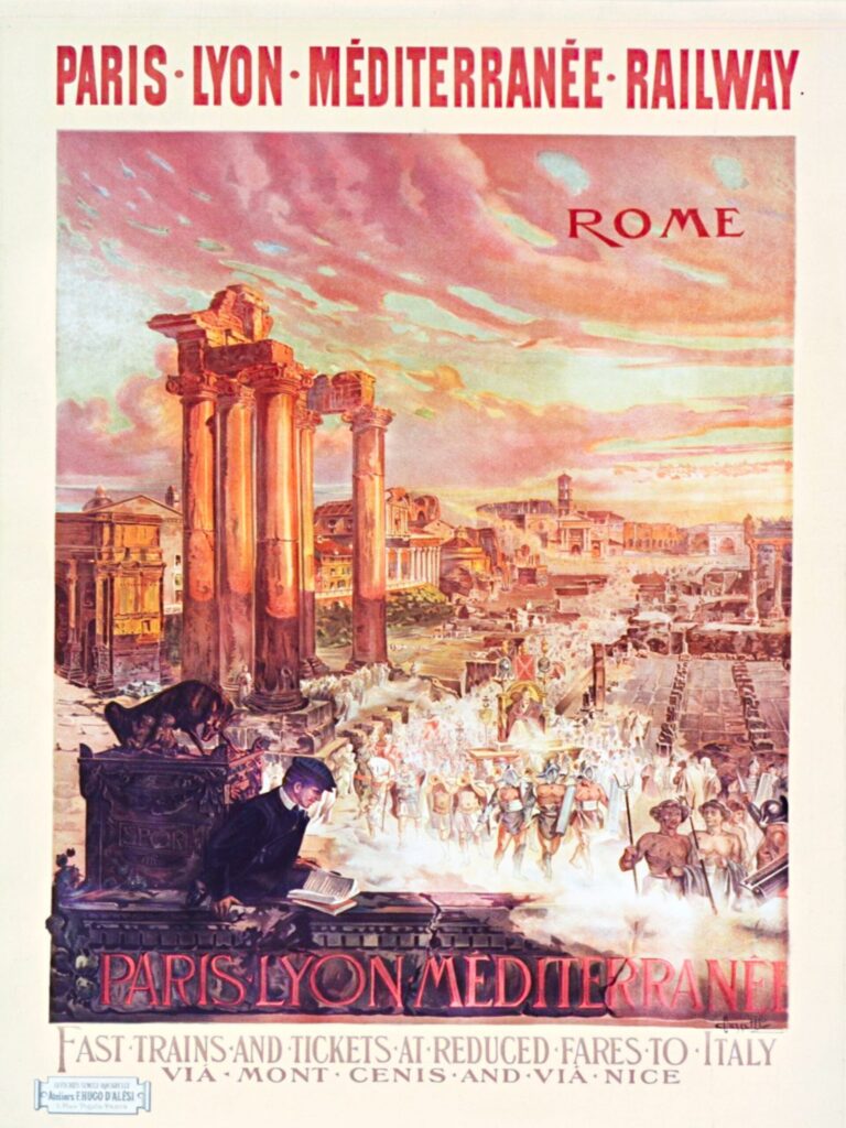 Vintage travel poster, Rome Vintage rail travel poster