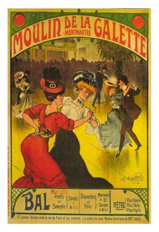 Vintage French poster, Vintage moulin poster, vintage dance poster
