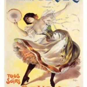 Vintage Folies Bergere, Vintage French entertainment poster