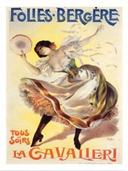 Vintage Folies Bergere, Vintage French entertainment poster