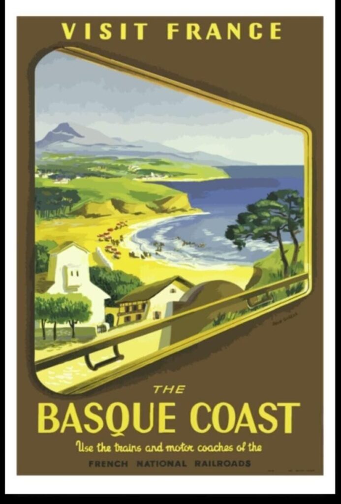 Visit France, The Basque Coast World Travel Print, Matte Paper, Travellers Gift Idea Wall Decor Art