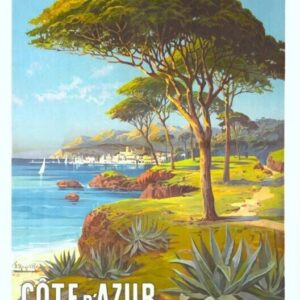 Vintage Cote D'Azur poster, vintage monaco poster, vintage Nice poster, Vintage Cannes poster
