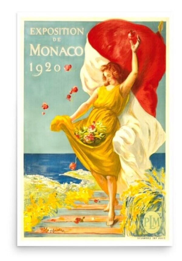 Exposition de Monaco, 1920 Vintage PLM Travel Poster Art Nouveau Retro French Travel Poster