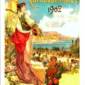 Vintage Nice carnival poster, Vintage French train travel poster