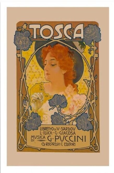 Vintage Tosca poster, vintage Puccini concert poster