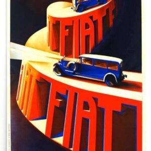Vintage motoring poster, vintage automotive poster, vintage car poster, vintage Fiat poster