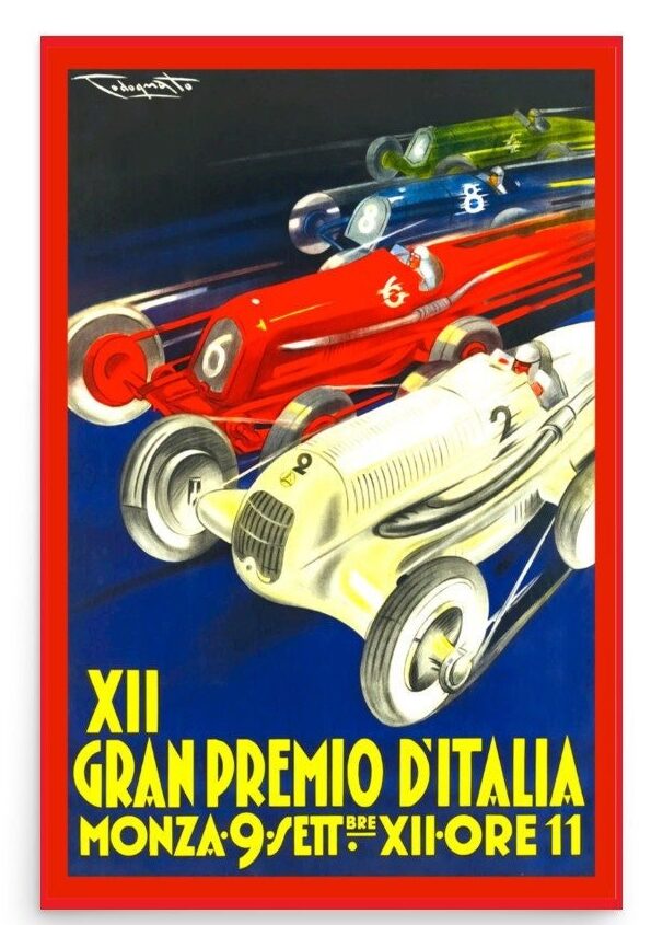 Vintage motoring poster, vintage monza poster, Vintage Monza car poster, Vintage Monza auto poster