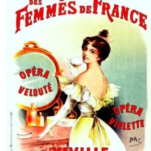 Vintage French perfume poster, vintage cosmetics poster