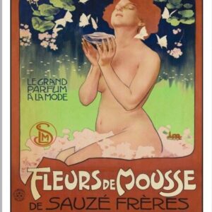 Vintage French perfume poster, Fleurs de mousse