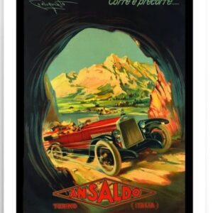 Vintage italian car poster, vintage motoring poster, vintage automotive poster