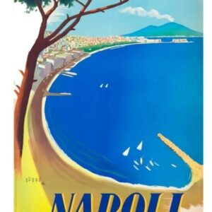 Vintage Napoli poster, Vintage ENIT Italian travel poster