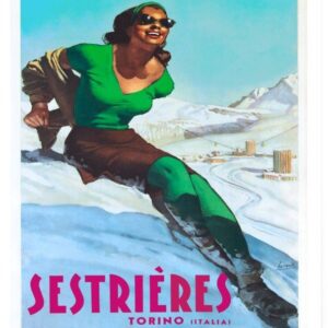 Vintage Italian Ski poster, Torino Italia poster