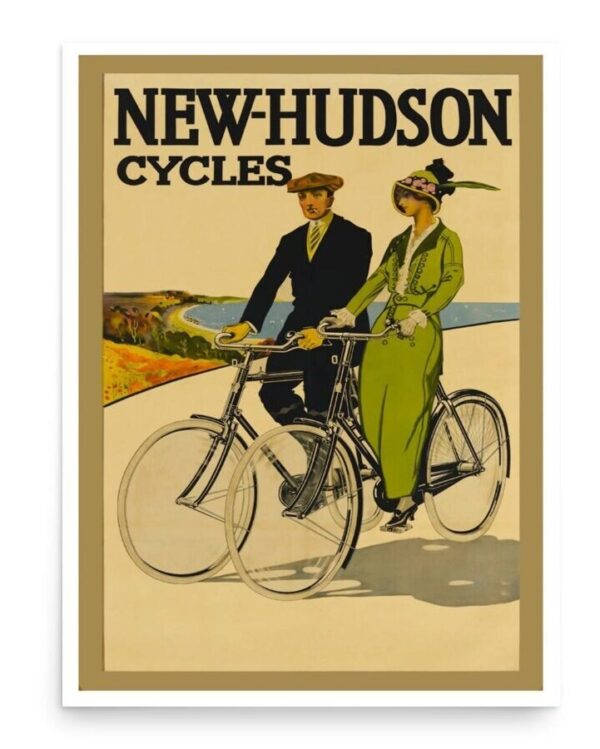 Vintage Bicycle Poster, New-Hudson Cycles Poster, Historic Advert, Transport Poster