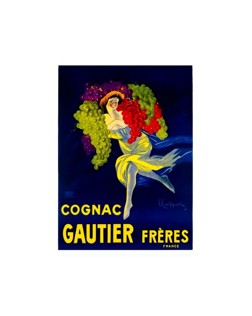 Cognac Gautier Poster,Freres Food & Drink Poster, French Advert Poster, Cognac Advert Poster.
