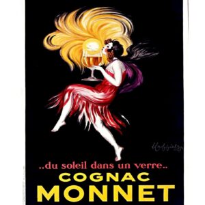 Vintage Cognac Monnet Poster, Du Soleil Dans un verre,Vintage Food & Drink Poster, Vintage French Ad Poster