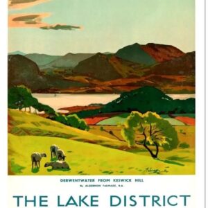 Vintage British travel poster, vintage Lake district travel poster, vintage rail travel poster
