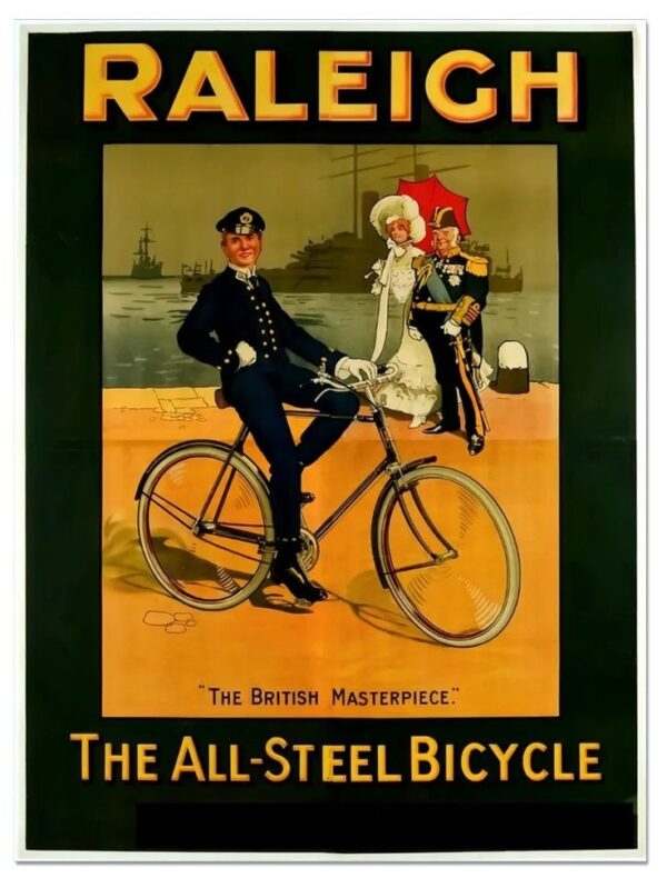 Vintage Raleigh Cycles poster. The all steel Bicycle