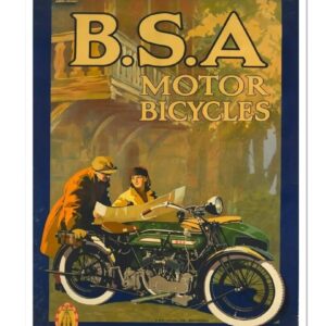 BSA Motorcycles Vintage Poster, B.S.A Motorbike Poster, Motorcycle Gift