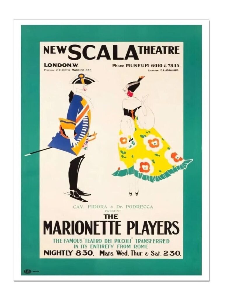 Theatre Poster, New Scala Theatre, The Marionette Players, Poster Print, Historic Theatre Enternainment Poster