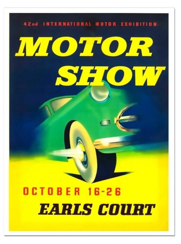 Vintage motor poster, Earls court motor show poster, vintage motoring poster, vintage automotive poster