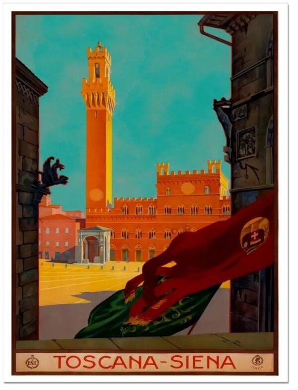 Vintage Siena Italian Travel Poster, Italy Travel Poster, Vintage Print of Siena