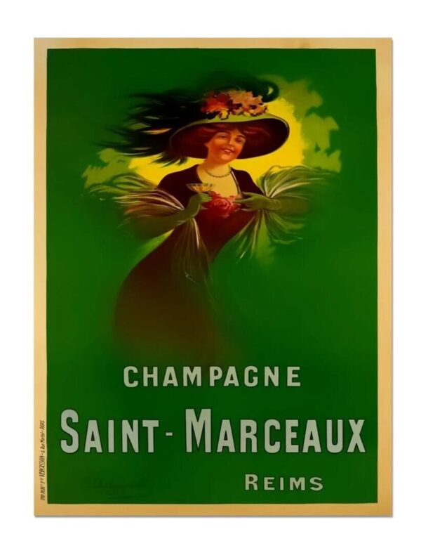 Vintage Champagne Poster, Champagne Saint-Marceaux Poster Print