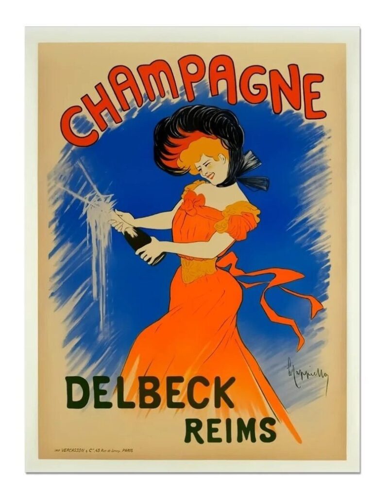 Champagne Poster, Delbeck Reims French Drink Advert Poster, Food And Drink Poster, Kitchen Bar Print