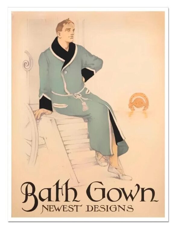 Vintage Fashion Poster, Bath Gown Newest Designs Advertising Poster Print,  Bathroom Bedroom Poster