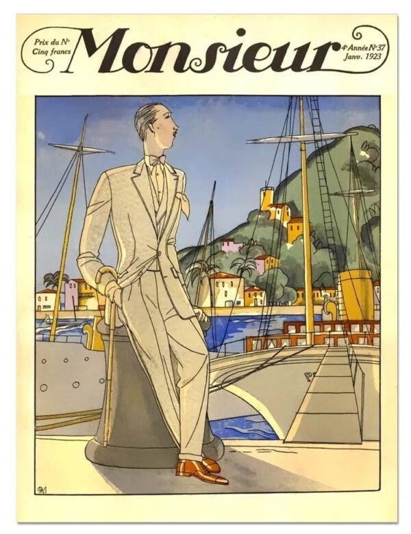 Vintage fashion poster, vintage magazine cover, Vintage Monsieur poster