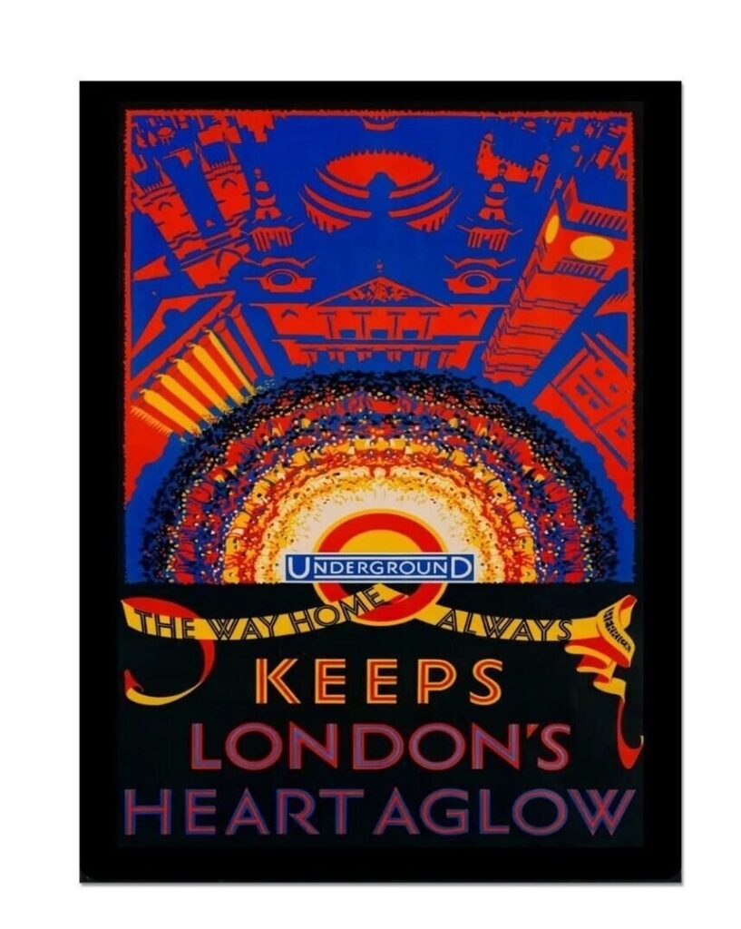 London Underground Poster, The Way Home Keeps London's Heart Aglow, London Tourism Poster