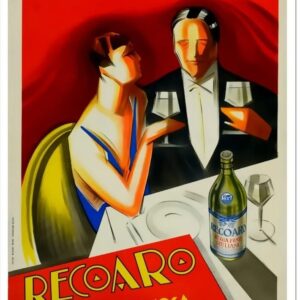 Vintage Italian retro art deco drink poster, water poster, Italy