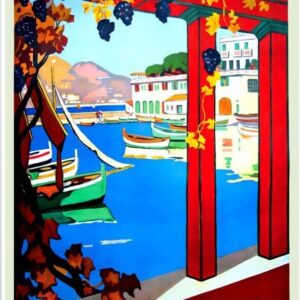 Vintage French PLM travel poster, Cote D'Azur