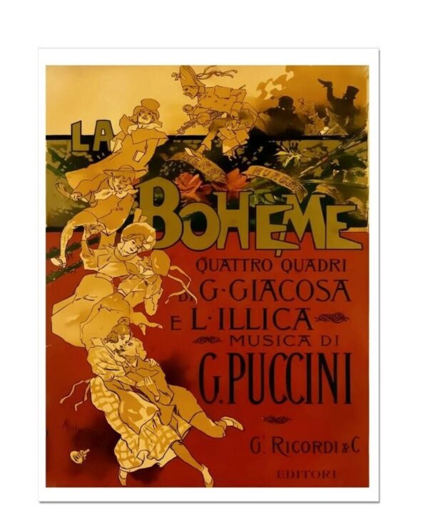 La Boheme Poster, Vintage Puccini Italian Opera Advertising Poster Print, Theatre Poster Print