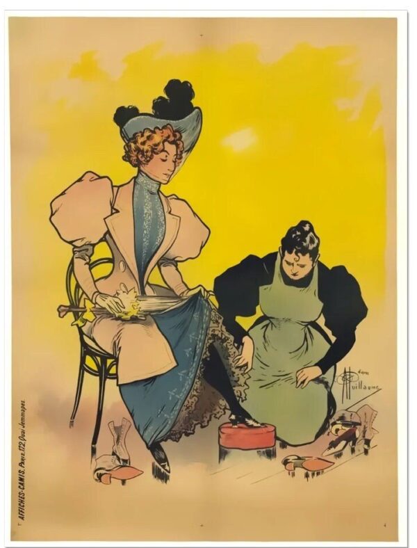 Vintage French shoes poster, Affiche chausseurs vintage