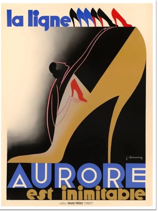 Vintage French shoe poster ad, vintage retro Shoe ad french