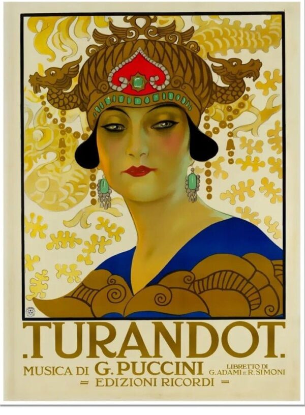 Turandot Poster, Vintage Puccini opera poster