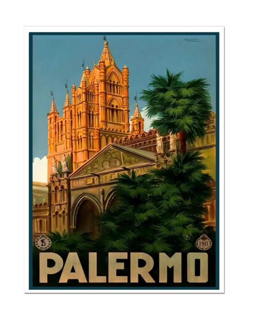 Palermo Sicily Poster, Palermo Cathedral Enit Poster Print, Italian Tourism Poster, World Travel Poster