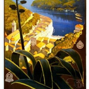Vintage Italian riviera poster, Portofino, Rapallo, S. Margherita