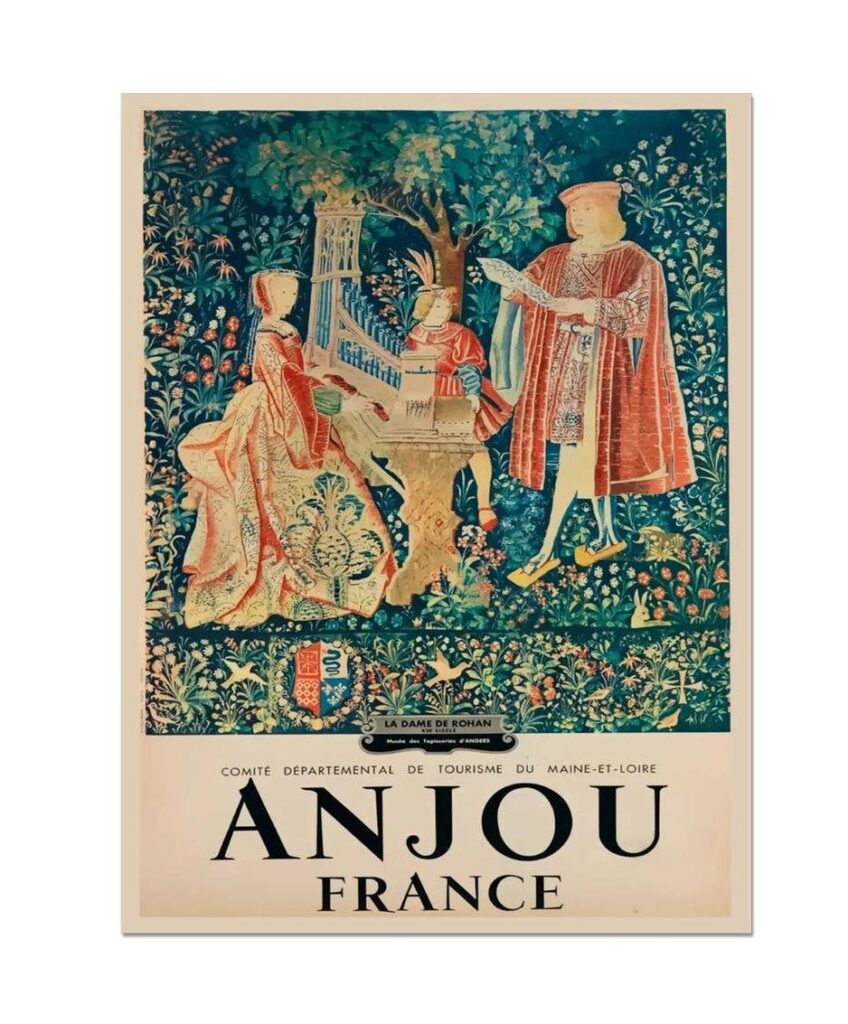 Anjou Poster, Vintage French Travel & Tourism Poster, France World Travel Print, Concert In A Flower Garden Print