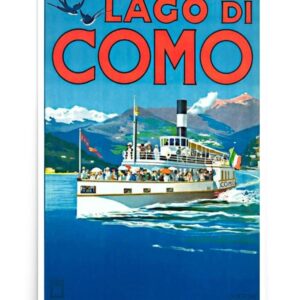 Vintage Lake ComoPoster, Lago Di Como, Vintage Travel Print, Vintage World Travel Poster, Art Nouveau Printed Poster, Retro Travel Italian Lakes Print
