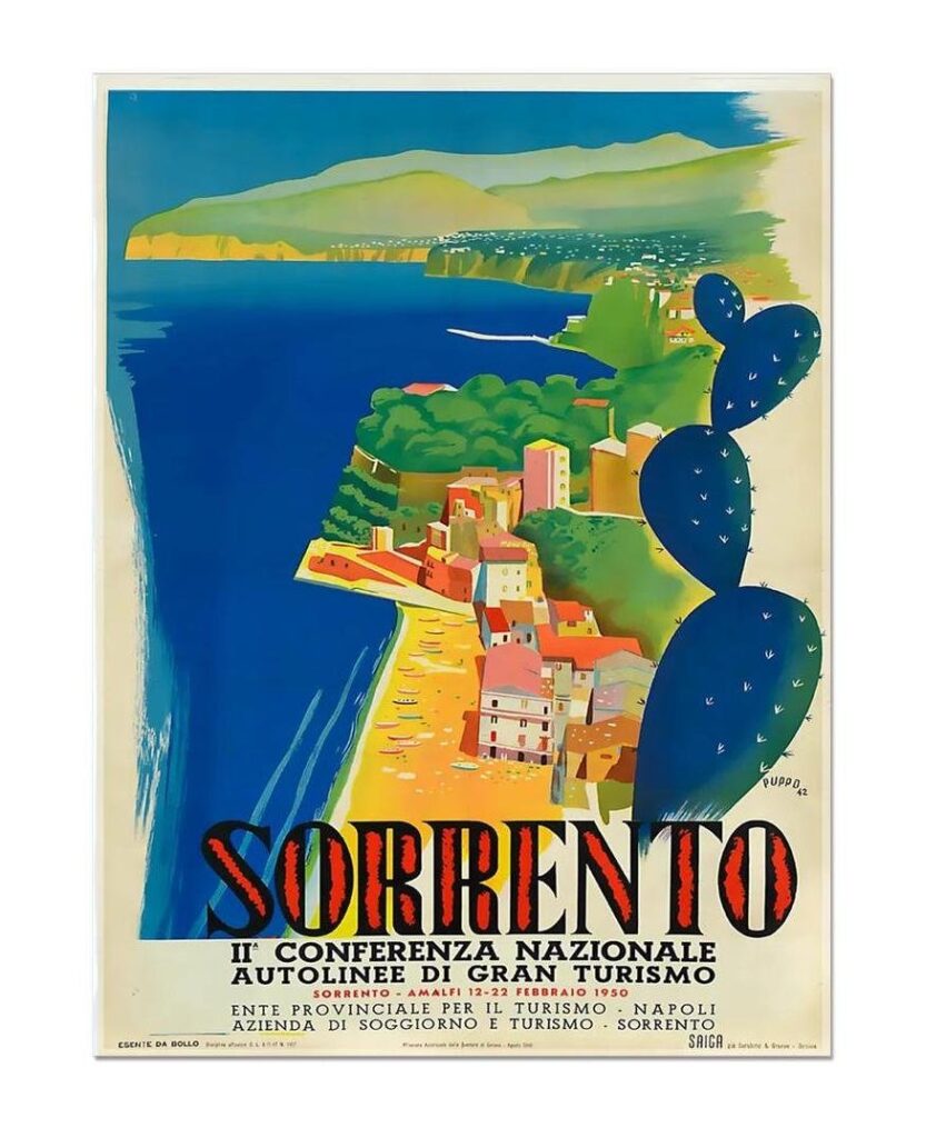 Sorrento Tourism Poster, Vintage Italian Travel Poster Print, World Travel Print For Sorrento, ENTE Poster