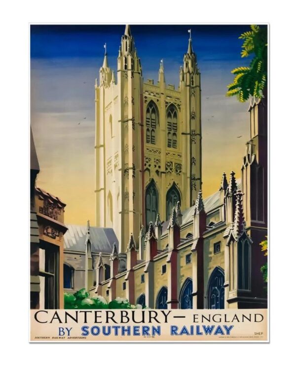 Vintage Canterbury Poster, Canterbury England By Southern Railway, Canterbury Cathederal Poster, British Railways Tourism Poster