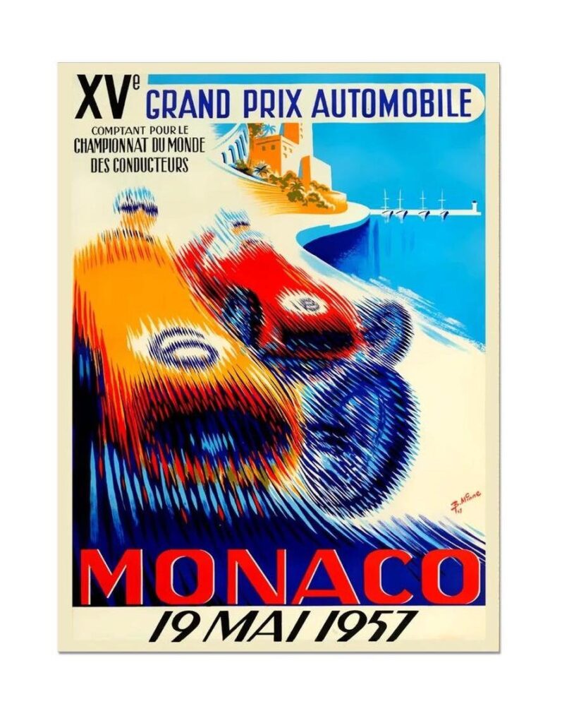 Monaco XVe Grand Prix Automobile 1957 Poster Print, Championnat Du Monde Pour Des Conducteurs, Monaco Car Race Poster
