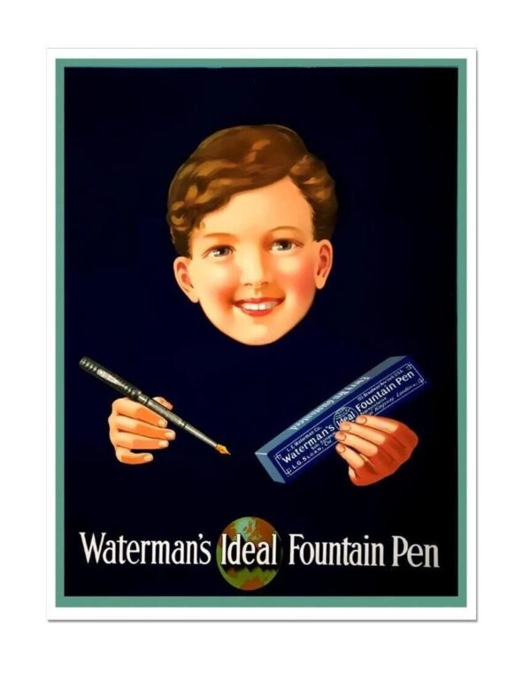 Ideal Waterman Fountain Pen Vintage Advertising Advert Poster Print, Writing Pen Ad Poster, Pen Poster Print