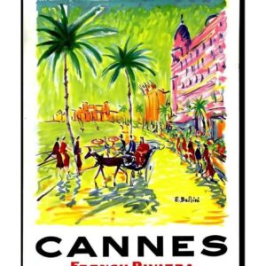 Cannes Poster, Vintage French Riviera Travel Poster, Societe Nazionale Des Chemins Fer Francais, World Travel Print