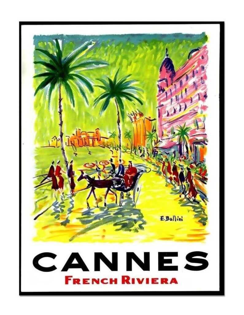 Cannes Poster, Vintage French Riviera Travel Poster, Societe Nazionale Des Chemins Fer Francais, World Travel Print